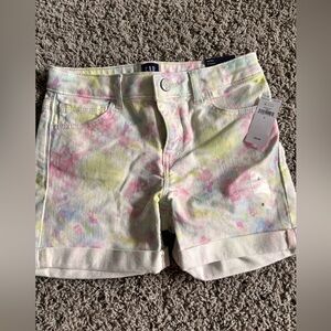 Girls Tie Dye White Denim Shorts- size 8
